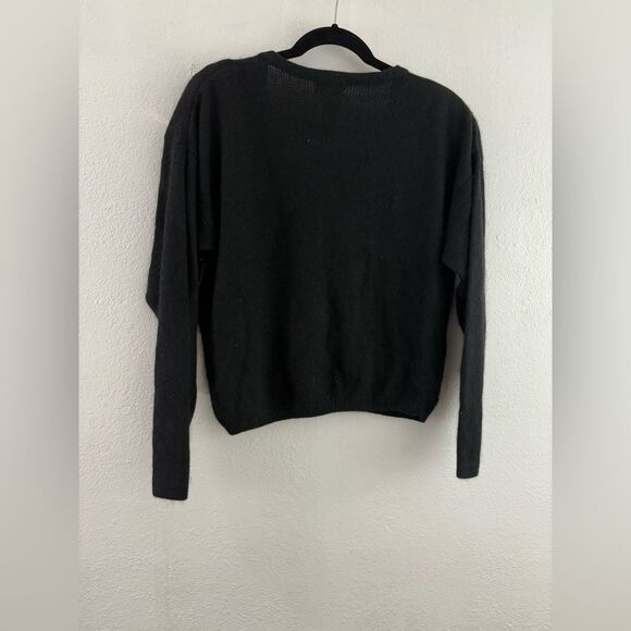 By My vintage 80s sequin angora blend cropped floral black sweater size M - Picture 3 of 6